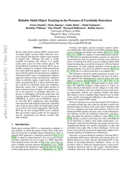 Reliable Multi-Object Tracking in the Presence of Unreliable Detections