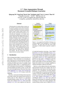 DG2: Data Augmentation Through Document Grounded Dialogue Generation