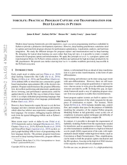 Torch.fx: Practical Program Capture and Transformation for Deep Learning
  in Python