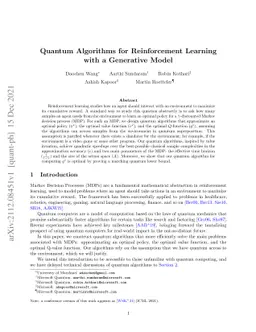 Quantum Algorithms for Reinforcement Learning with a Generative Model