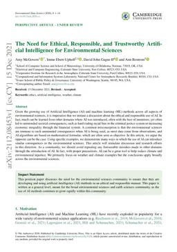 The Need for Ethical, Responsible, and Trustworthy Artificial
  Intelligence for Environmental Sciences