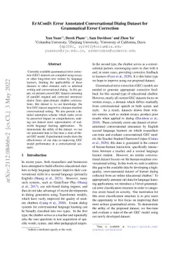ErAConD : Error Annotated Conversational Dialog Dataset for Grammatical
  Error Correction