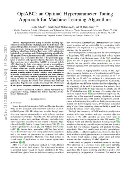 OptABC: an Optimal Hyperparameter Tuning Approach for Machine Learning
  Algorithms