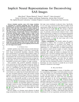 Implicit Neural Representations for Deconvolving SAS Images