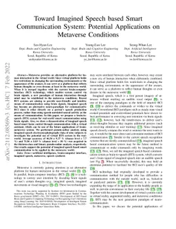 Toward Imagined Speech based Smart Communication System: Potential
  Applications on Metaverse Conditions