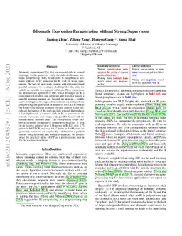 Idiomatic Expression Paraphrasing without Strong Supervision