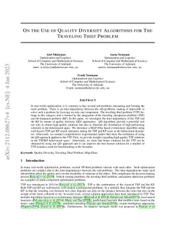 On the Use of Quality Diversity Algorithms for The Traveling Thief
  Problem