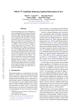 FRUIT: Faithfully Reflecting Updated Information in Text