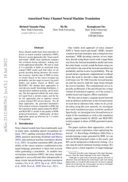 Amortized Noisy Channel Neural Machine Translation