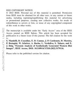 Forensic Analysis of Synthetically Generated Western Blot Images