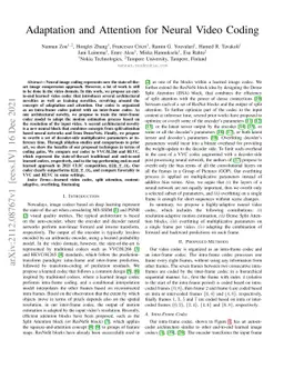 Adaptation and Attention for Neural Video Coding
