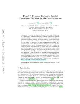 DProST: Dynamic Projective Spatial Transformer Network for 6D Pose
  Estimation