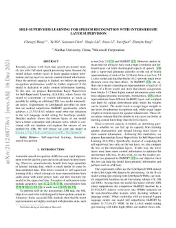 Self-Supervised Learning for speech recognition with Intermediate layer
  supervision