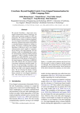 CrossSum: Beyond English-Centric Cross-Lingual Summarization for 1,500+
  Language Pairs