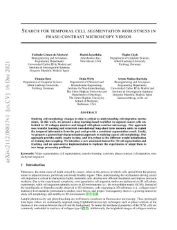 Search for temporal cell segmentation robustness in phase-contrast
  microscopy videos