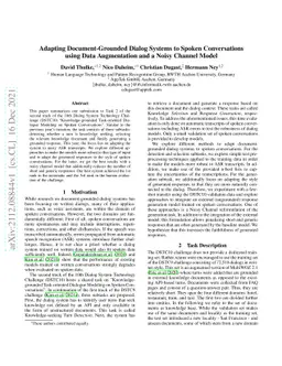 Adapting Document-Grounded Dialog Systems to Spoken Conversations using
  Data Augmentation and a Noisy Channel Model