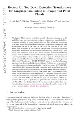 Bottom Up Top Down Detection Transformers for Language Grounding in
  Images and Point Clouds
