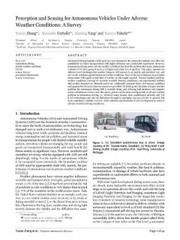 Perception and Sensing for Autonomous Vehicles Under Adverse Weather
  Conditions: A Survey