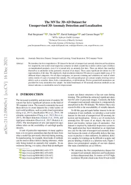 The MVTec 3D-AD Dataset for Unsupervised 3D Anomaly Detection and
  Localization