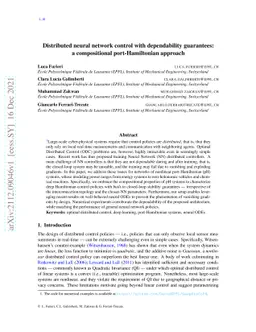 Distributed neural network control with dependability guarantees: a
  compositional port-Hamiltonian approach