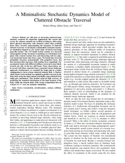 A minimalistic stochastic dynamics model of cluttered obstacle traversal