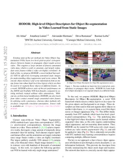 HODOR: High-level Object Descriptors for Object Re-segmentation in Video
  Learned from Static Images