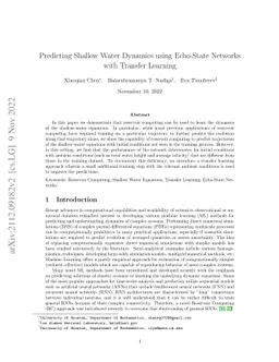 Predicting Shallow Water Dynamics using Echo-State Networks with
  Transfer Learning