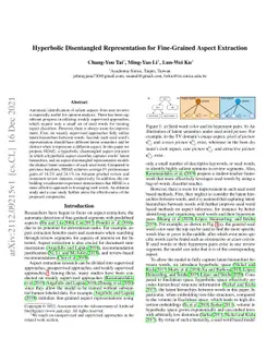 Hyperbolic Disentangled Representation for Fine-Grained Aspect
  Extraction
