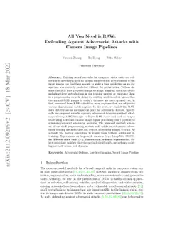 All You Need is RAW: Defending Against Adversarial Attacks with Camera
  Image Pipelines
