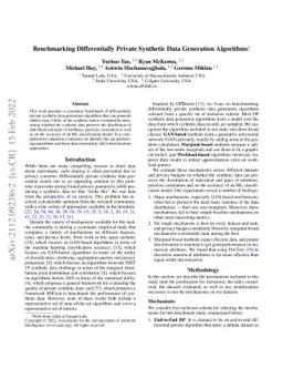 Benchmarking Differentially Private Synthetic Data Generation Algorithms