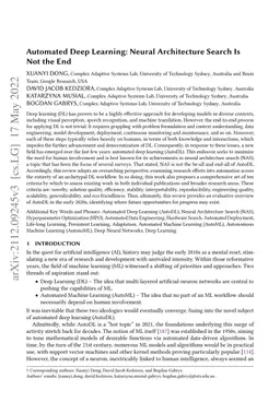 Automated Deep Learning: Neural Architecture Search Is Not the End