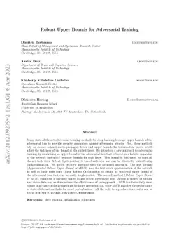 Robust Upper Bounds for Adversarial Training