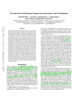 Towards End-to-End Image Compression and Analysis with Transformers