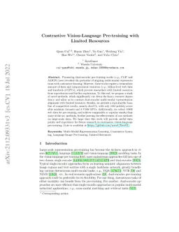 Contrastive Vision-Language Pre-training with Limited Resources
