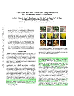 SiamTrans: Zero-Shot Multi-Frame Image Restoration with Pre-Trained
  Siamese Transformers