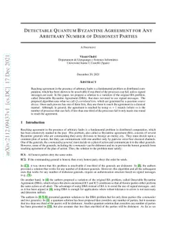 Detectable Quantum Byzantine Agreement for Any Arbitrary Number of
  Dishonest Parties