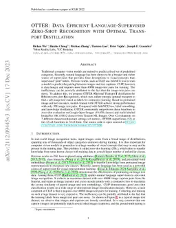 Data Efficient Language-supervised Zero-shot Recognition with Optimal
  Transport Distillation