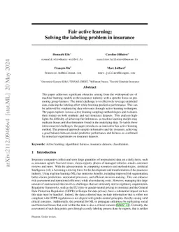 Fair Active Learning: Solving the Labeling Problem in Insurance