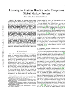 Learning in Restless Bandits under Exogenous Global Markov Process
