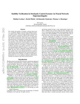 Stability Verification in Stochastic Control Systems via Neural Network
  Supermartingales