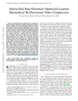 End-to-End Rate-Distortion Optimized Learned Hierarchical Bi-Directional
  Video Compression