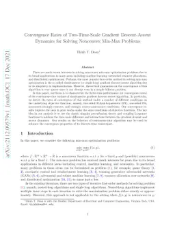 Convergence Rates of Two-Time-Scale Gradient Descent-Ascent Dynamics for
  Solving Nonconvex Min-Max Problems