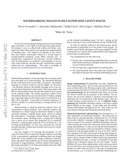 Watermarking Images in Self-Supervised Latent Spaces