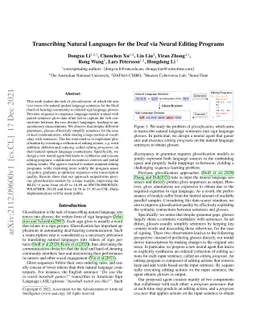 Transcribing Natural Languages for The Deaf via Neural Editing Programs