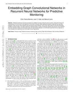 Embedding Graph Convolutional Networks in Recurrent Neural Networks for
  Predictive Monitoring