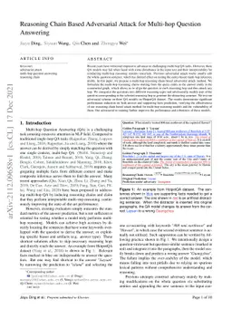 Reasoning Chain Based Adversarial Attack for Multi-hop Question
  Answering