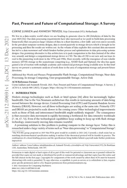 Past, Present and Future of Computational Storage: A Survey