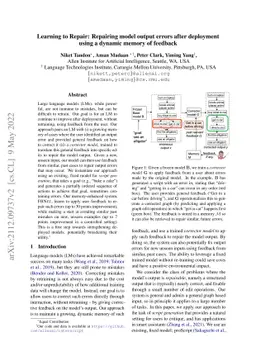 Learning to Repair: Repairing model output errors after deployment using
  a dynamic memory of feedback