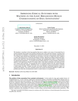 Improving Ethical Outcomes with Machine-in-the-Loop: Broadening Human
  Understanding of Data Annotations