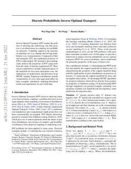 Discrete Probabilistic Inverse Optimal Transport